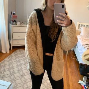 Reversible sherpa coat